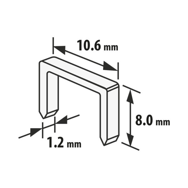 Tűzőkapocs - 1,2 x 10,6 x 8 mm - 1000 db - Image 2