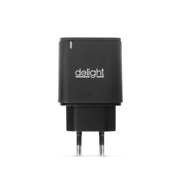 Hálózati Adapter USB + Type-C PD20W gyorstöltéssel - fekete - Image 2