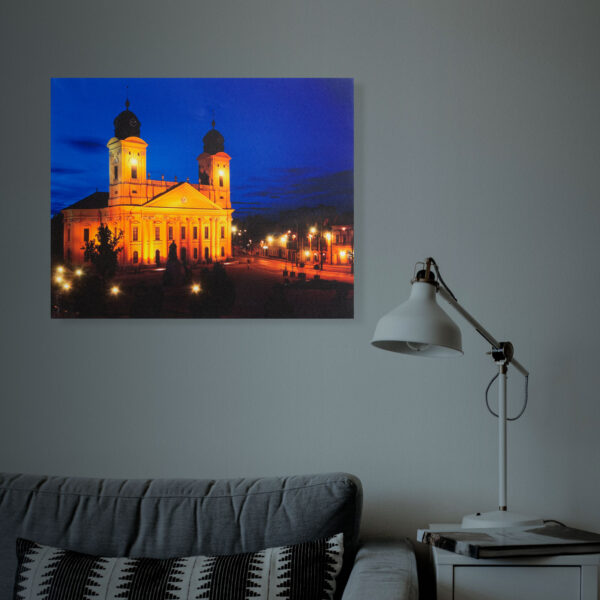 LED-es fali hangulatkép - "Nagytemplom Debrecen" -  3 x AA, 38 x 48 cm - Image 2