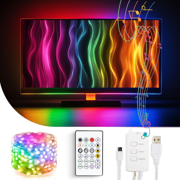 Smart TV fényfüzér - USB - 30 RGB LED - 3 m - Bluetooth - Image 2