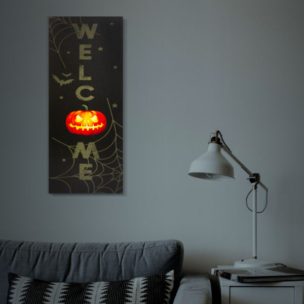 Halloween-i LED-es hangulatkép - fali akasztóval, 2 x AA, 30 x 70 cm - Image 2